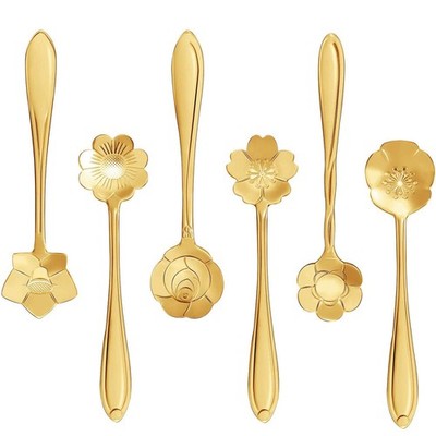 Stainless Steel Creative Flower Coffee Spoon Soup Spoons Sugar Spoons, Ice-Cr...