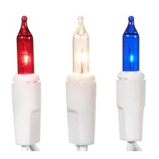 20 Mini Incandescent Patriotic Lights on White Cord - CWI