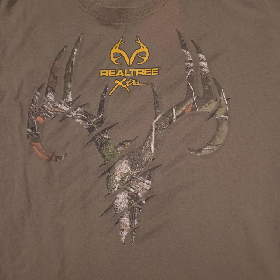 Camisa Realtree Para Hombres 2XL Marrón Camuflaje Cuerno Logo Caza Exterior Gráfico Camiseta Foto 4 de 4
