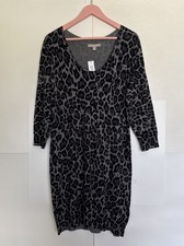 Banana Republic Women Sweater Dress Gray/Black Leopard Print SizeM NWT