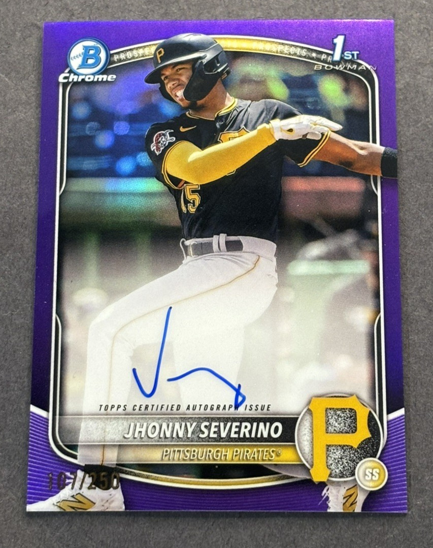 2025 Bowman Chrome Baseball Jhonny Severino 1st Bowman Purple Auto SN:107/250