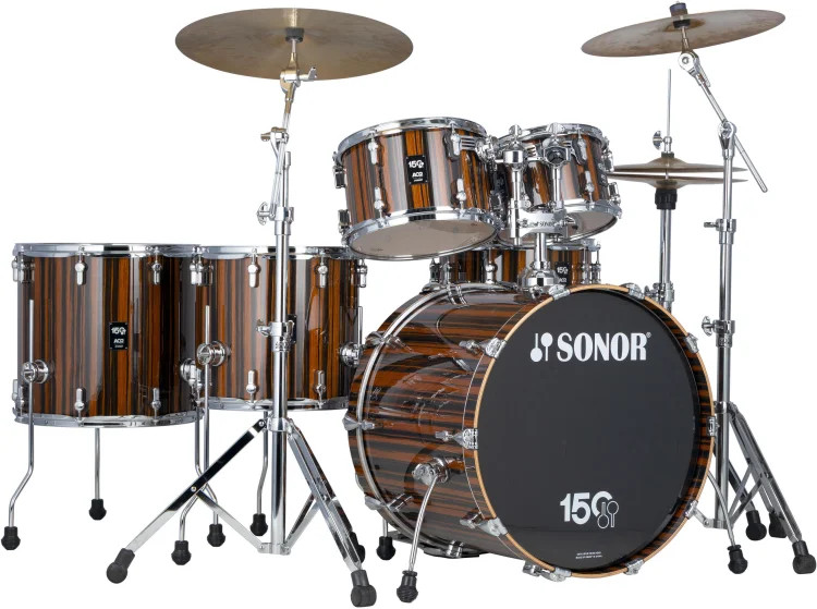 Sonor 150th Anniversary AQ2 Stage 6-piece Shell Pack - Ebony High-gloss Lacquer
