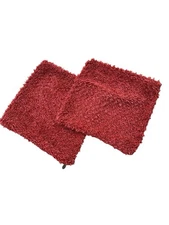 2 Pier 1 Terracotta Rose Red Shag Textured Throw Pillow Cover 17x17 Fuzzy Covers