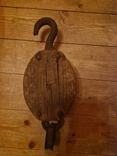 Alter Flaschenzug Umlenkrolle Seilzug Seilwinde Holz /Metall Maritim Deko