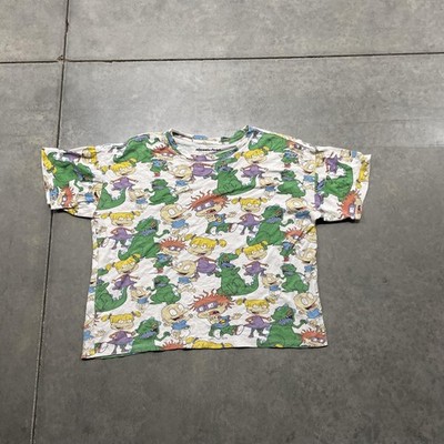 Nickelodeon Rugrats Shirt Mens Medium White Multicolor All Over Print Graphic