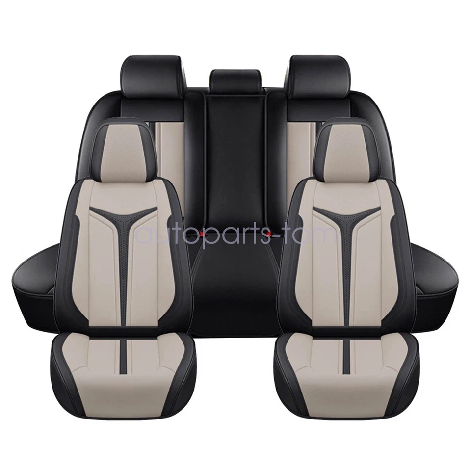 For Mitsubishi Mirage 2014-2024 PU Leather Car 5 Seat Covers Front Rear Cushion Foto 3 de 4
