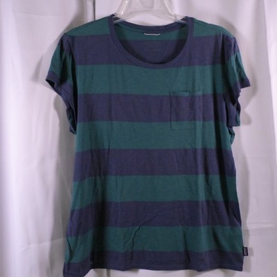 Patagonia Mainstay Tee Womens XL Striped Organic Cotton Blend Short Sleeve