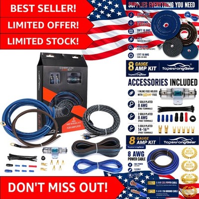 All-In-One 8 Gauge Car Audio Amp Installation Kit - Fit for Trucks & Marine