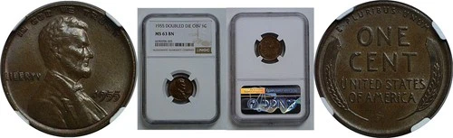 1955 Doubled Die Obverse   Lincoln Cent   NGC MS-63 BN