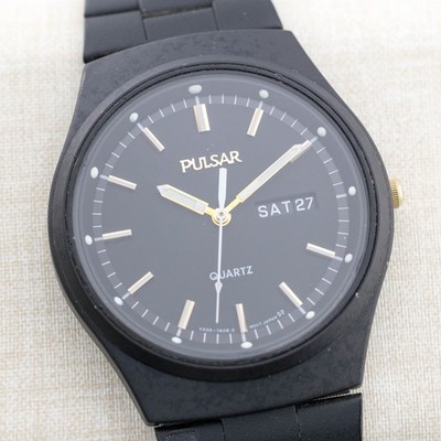 PULSAR V533-7A10 Black-Tone Quartz Analog Men's Watch Sz. 7'' New Battery