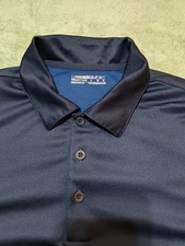 Nike Golf Polo Shirt Large L Blue Short Sleeve Fit Dry Graphic Swoosh Mens