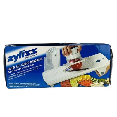 Zyliss Mandoline Safety Rail Guided fruit vegetable V slicer & storage caddy
