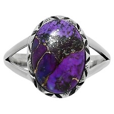 Premium Copper Purple Turquoise 925 Sterling Silver Ring s.9 Jewelry R-1074