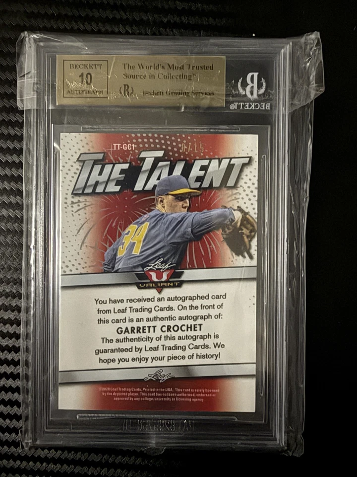 2020 Leaf Valiant Garrett Crochet The Talent Pink Auto 8/15 BGS 9.5 AUTO 10 - Image 2 of 2