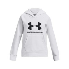 Under Armour girls Rival Fleece Big Logo Hoodie, 100 White / / Black, X-Small