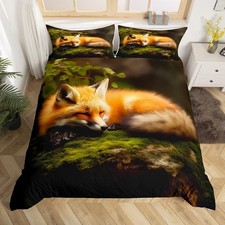 Duvet Cover Fox Print Bedding Set 3D Animal Theme Comforter Cover for Boys Gi...