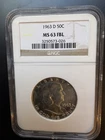 1963 Franklin 50C Silver Half Dollar, NGC MS63 FBL