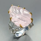 Handmade 32 ct+ Natural Morganite Ring 925 Sterling Silver Size 8 /R479321