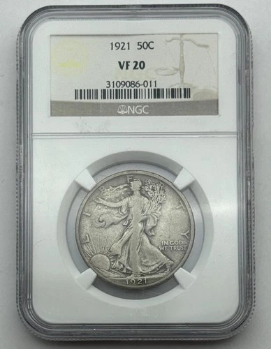 1921 50C Walking Liberty Half Dollar, NGC VF20, Original Look Key Date.