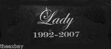 6" x 12" ENGRAVED Name Date Pet Memorial GRANITE Grave Marker Stone No Border