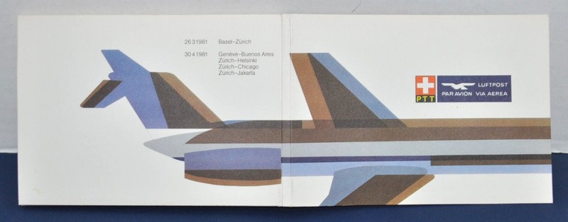 Swissair 1981 PTT Pro Aero Flug Luftpost 5 Flight cover set Ref 60636 /  50 Year