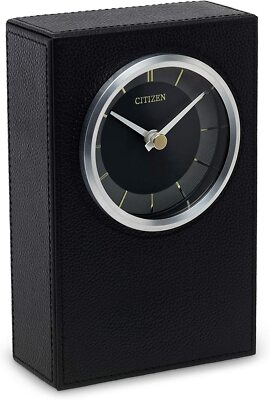 New Citizen Decorative Black Leather Tabletop Clock With Box CC1014