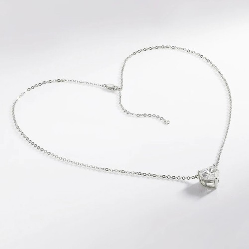 2ct/4ct Heart Real Moissanite Pendant for Women 18K White Gold Plated Necklace - Picture 6 of 14