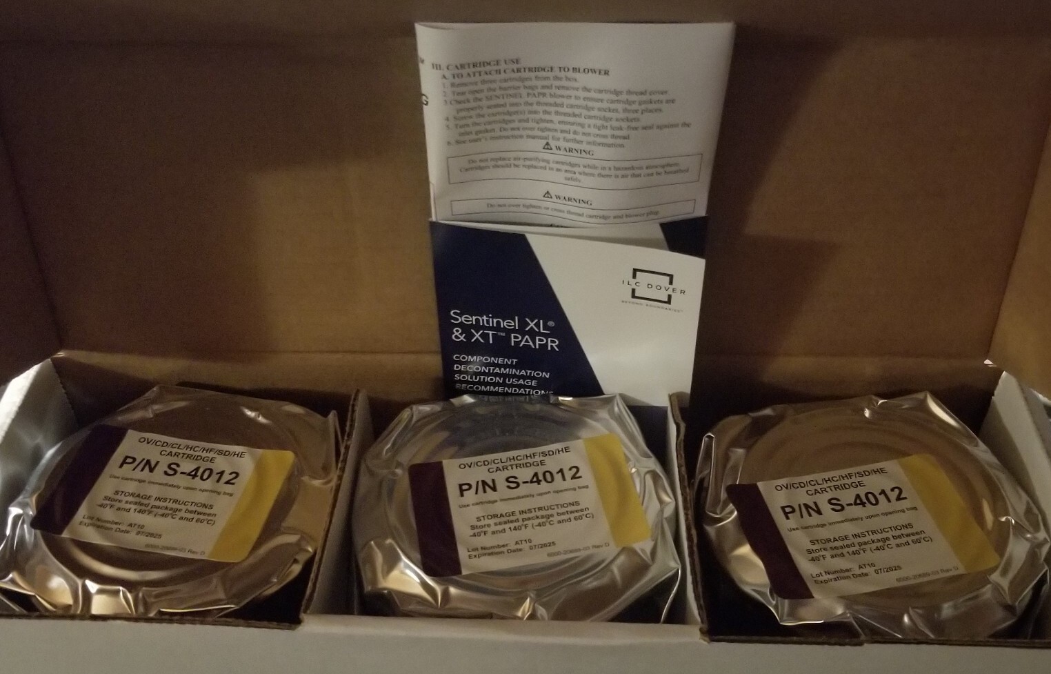 SEALED 3-PACK S-4012 XL PAPR Cartridge ORGANIC VAPOR HEPA IL