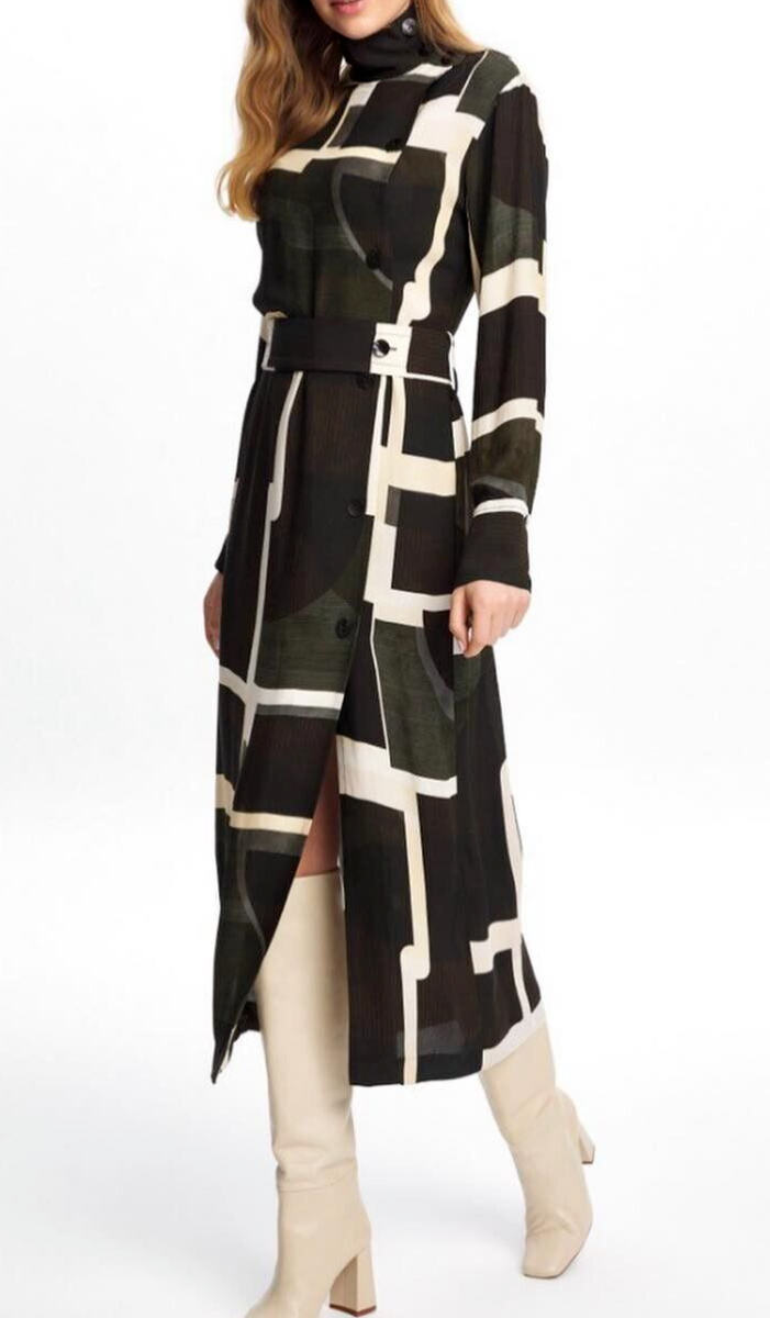 【Massimo Dutti】Long knit crossover dress Massimo Dutti Long Knit Dress With A Mock Turtleneck