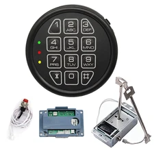Gun Safe Lock Replacement Digital Chrome Keypad Solenoid Lock With 2Override Key