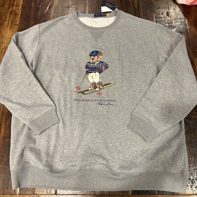 Polo Ralph Lauren Ski Bear Crewneck Sweatshirt Grey New Big Tall