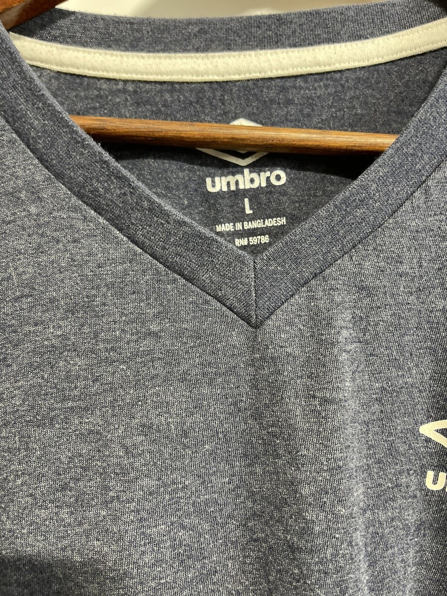 VINTAGE Umbro Shirt Large Adult Blue Soccer x Football Brain Logo