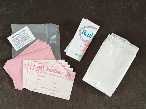 Vintage 1985 Hasbro Real Baby Doll Package Insert Name Book Announcements Diaper