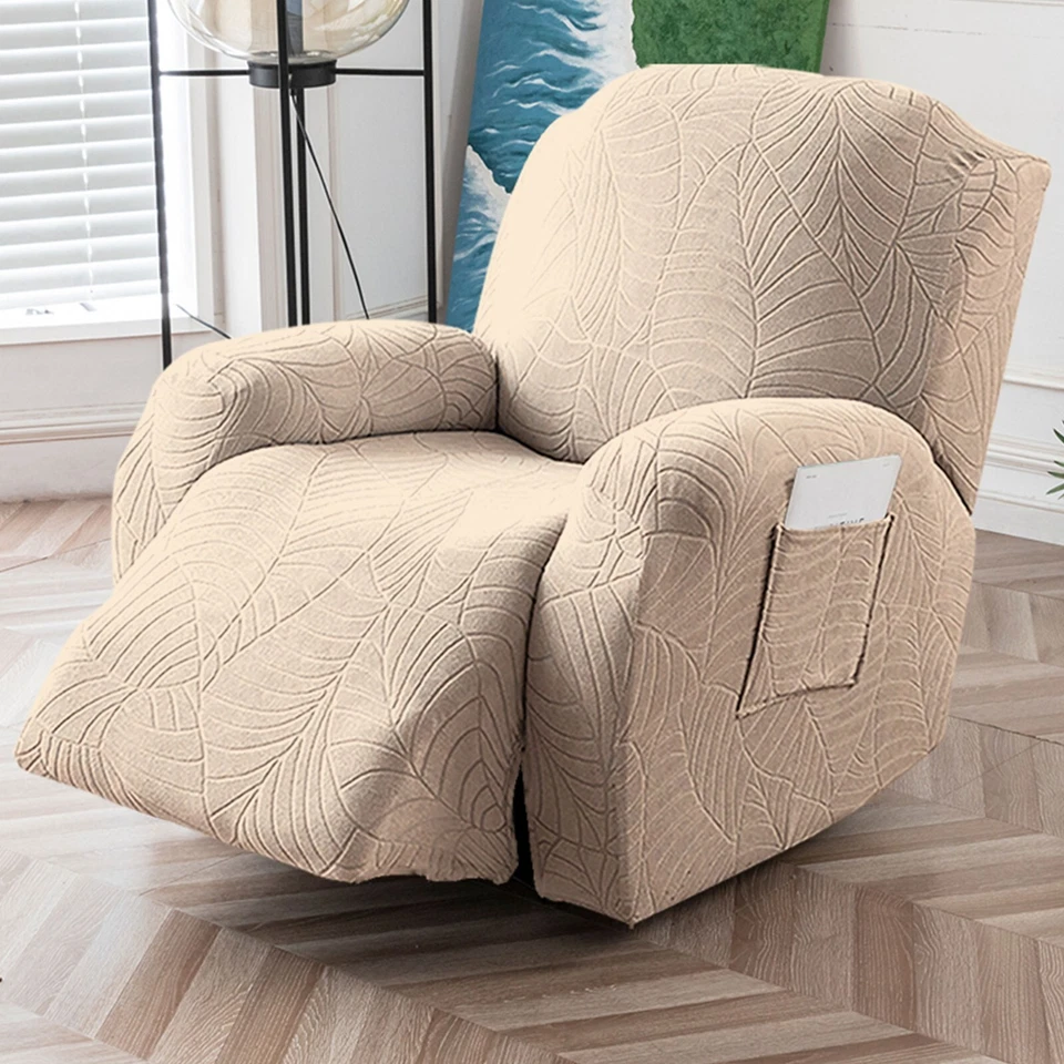 Waterproof leaf jacquard stretch recliner sofa cover, furniture protection - Image 4 of 4