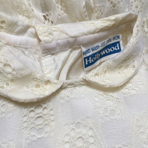 Vintage Hollywood Girls Sz 7/8 Ivory Lace Dress Peter Pan Collar Communion - Picture 10 of 10