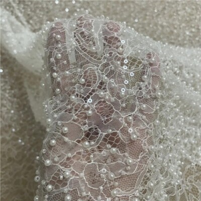 Heavy Beads with Pearls French Embroidery Lace Fabric Wedding Dress Fabic | eBay Heavy Beads with Pearls French Embroidery Lace Fabric Wedding Dress Fabic | eBay