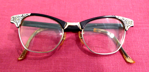 ART CRAFT Cat Eye EYEGLASSES ALUMINUM ETCHED Frames Retro vintage 1950's - Picture 4 of 8