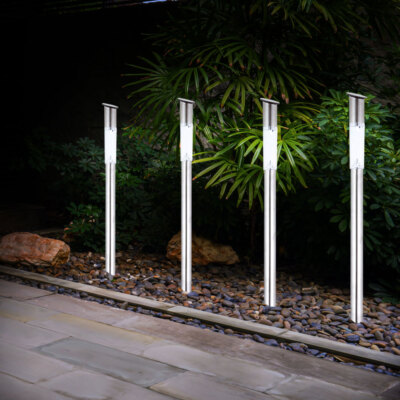 4x LED Solar Edelstahl Steh Stand Garten Lampe Veranda Outdoor Leuchte Steck