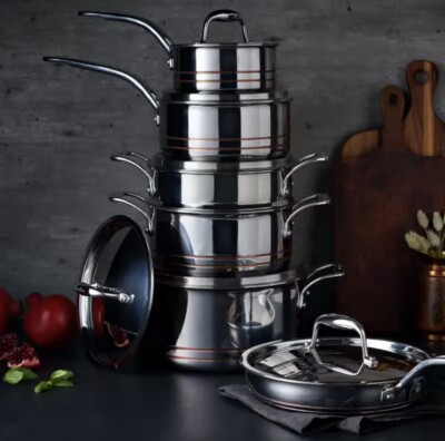 Lagostina 5-Ply Copper Clad Stainless Steel Cookware Set Oven