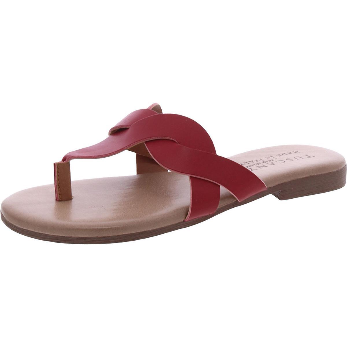 Tuscany By Easy Street Женские красные босоножки Abriana на плоской подошве шириной 7 см (C, D, W) BHFO 0264