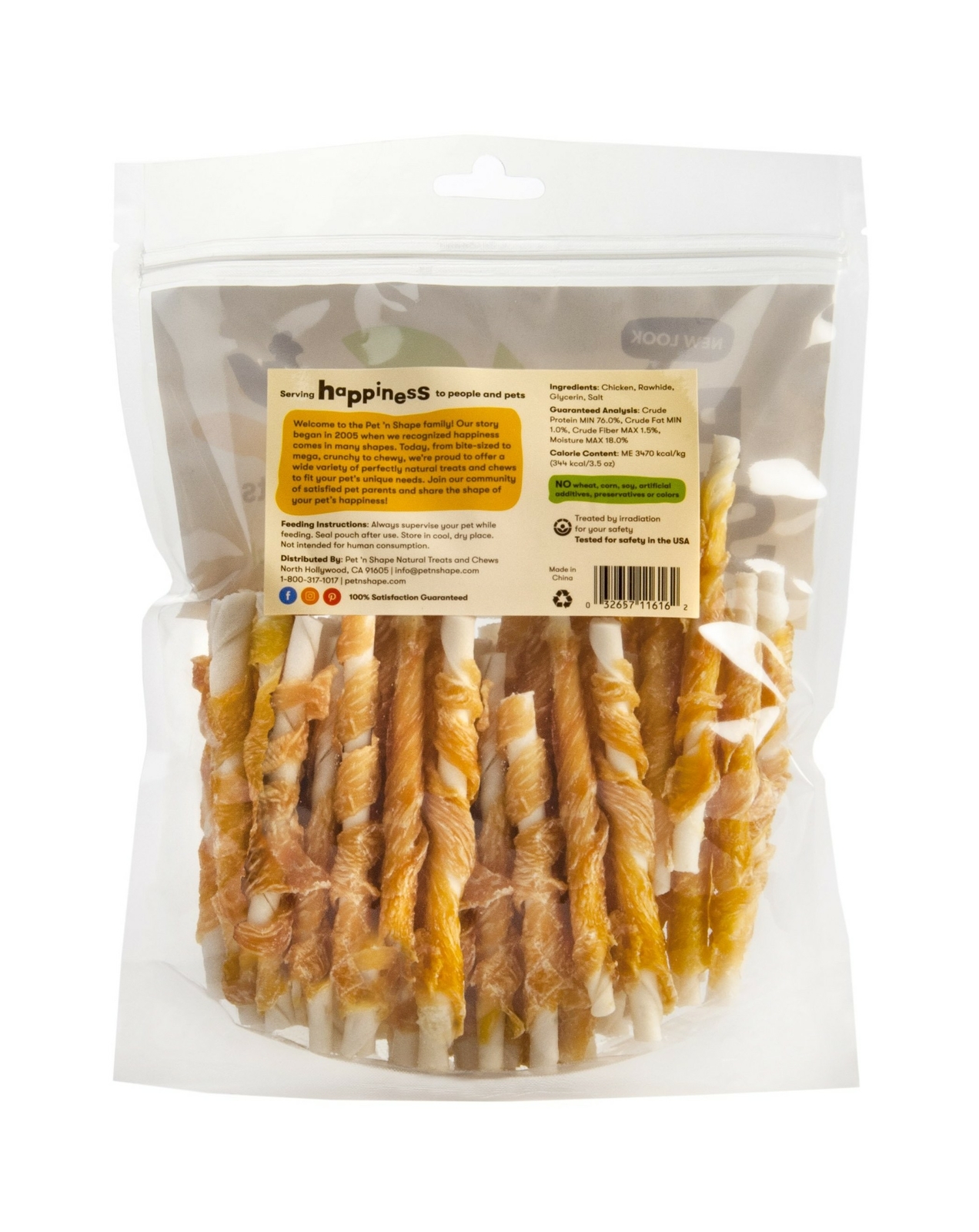 Pet 'n Shape Chicken Hide Twists Small Twist - 16 oz 100% Natural Chicken Breast