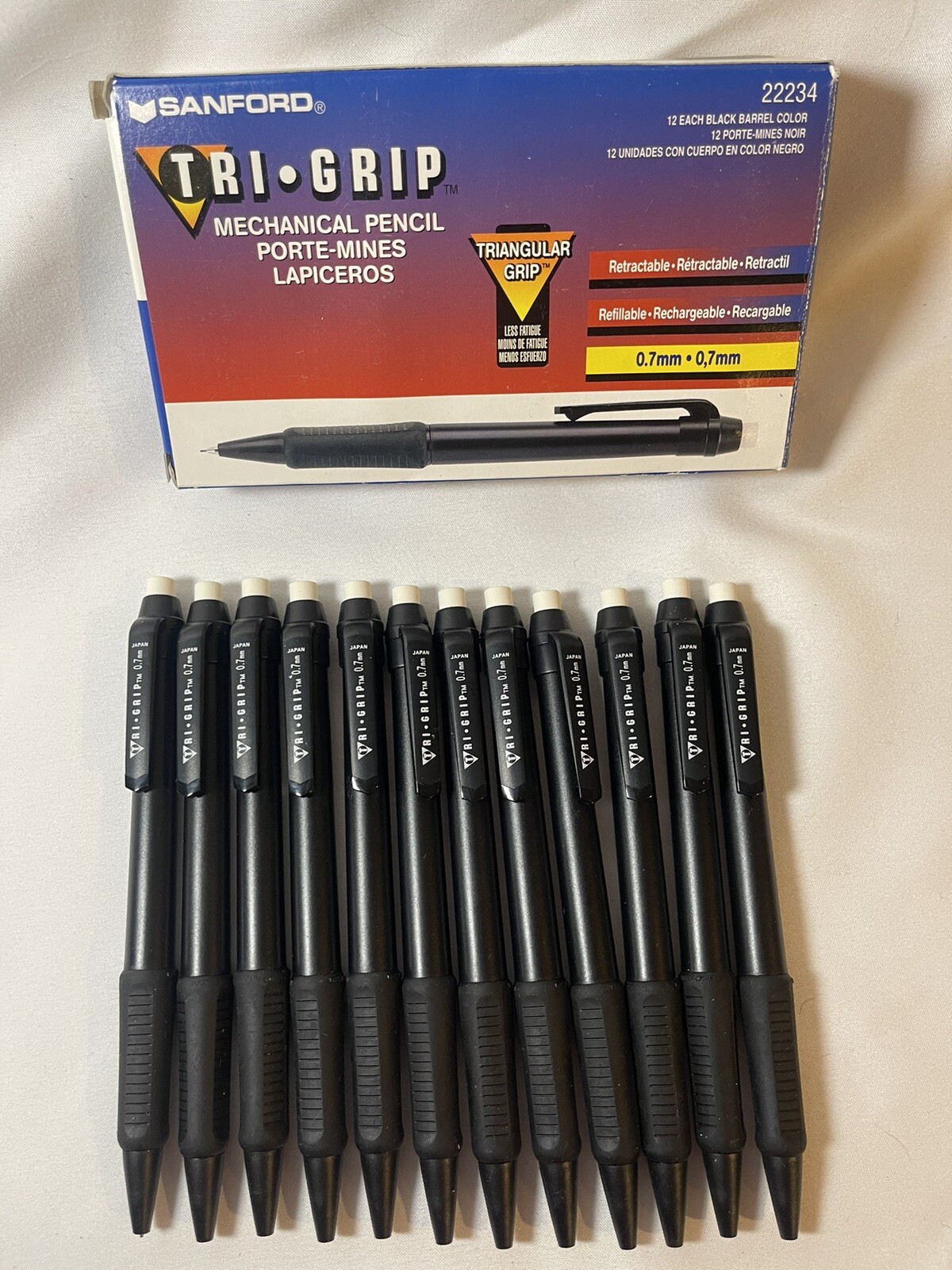SANFORD Tri Grip Mechanical Pencils Box Of 12 Black Barrel 0.7mm 22234