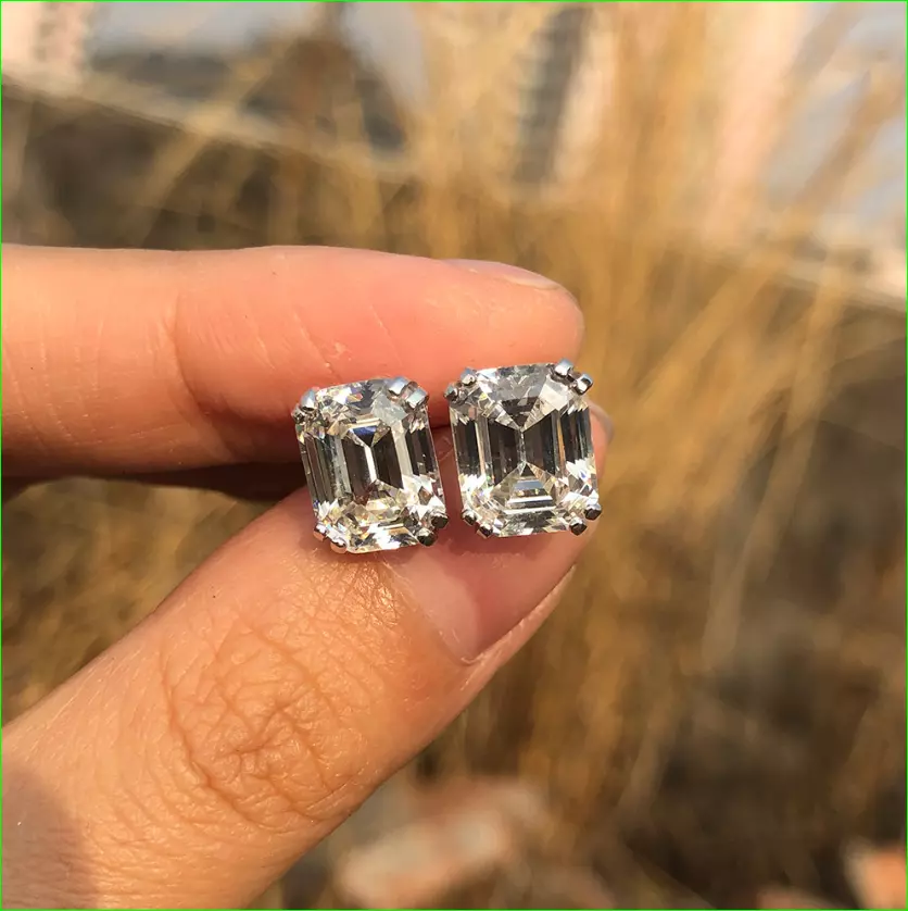 Moissanite emerald cut earrings deals