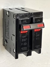 Bryant Westinghouse Eaton BR220 120/240VAC 20A 2-Pole Circuit Breaker Red Handle