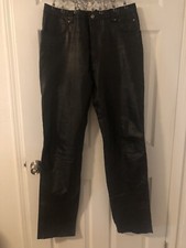 Harley Davidson Black Leather taper Pants 98209-96VW/1000 36/10 Women  s Vintage