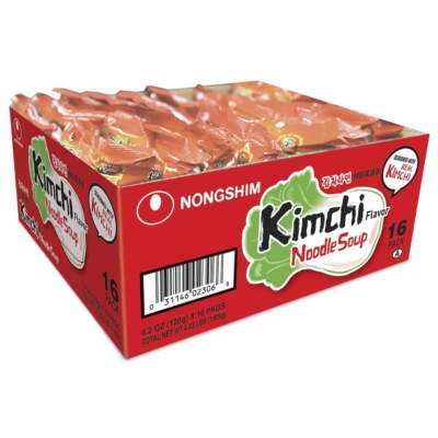 Nongshim Kimchi Spicy Ramen Soup Pack, 4.2 oz x 16 packs