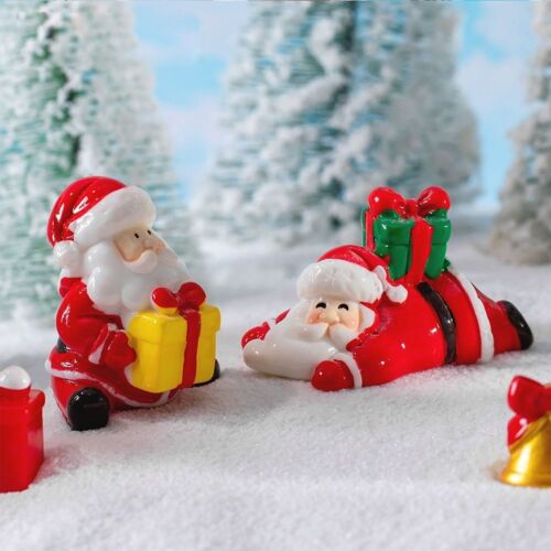 Snow Scene Christmas Miniature Resin Santa Claus Figurines  Outdoor Yard - Picture 1 of 25