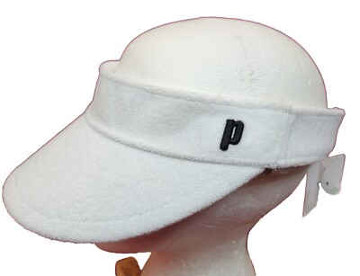 NWT Prince Women's Terry Tennis Visor White with Elastic Stretch Back NEW