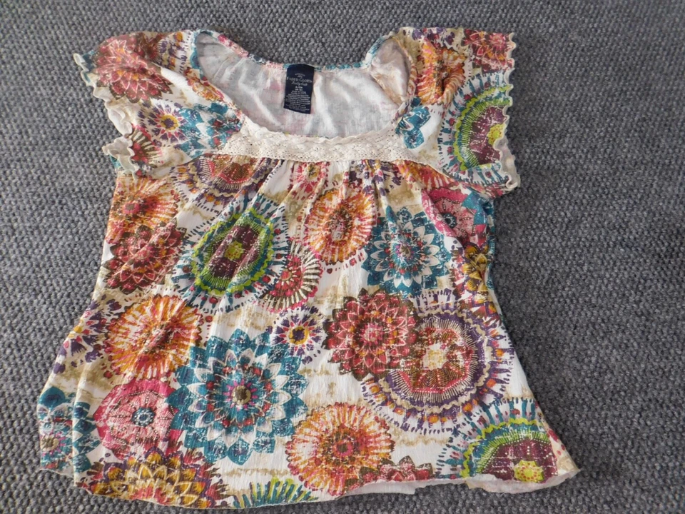 Blusa para mujer Faded Glory pequeña roja elástica jersey top clásico Foto 2 de 4