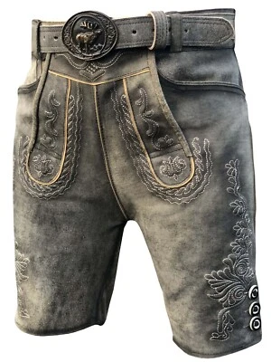 Herren Trachten Lederhose Kurze Lederhose Bavarian Lederhose mit Gürtel Gr,46-58 - Bild 1 von 4